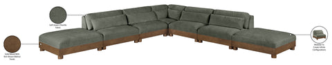 Kira 160" Green Chenille Fabric Upholstered Sectional, 7-Piece