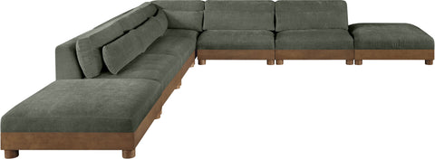 Kira 160" Green Chenille Fabric Upholstered Sectional, 7-Piece