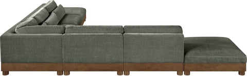 Kira 160" Green Chenille Fabric Upholstered Sectional, 7-Piece