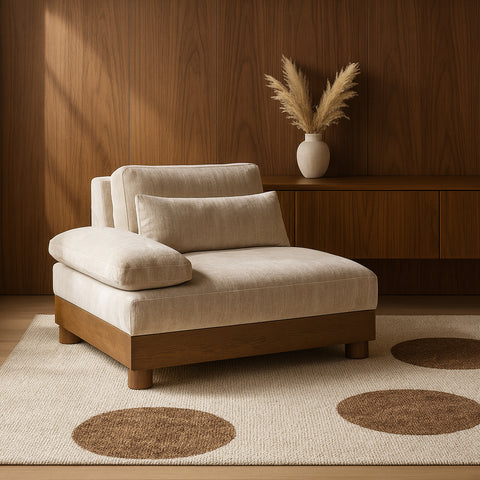 Kira Taupe Chenille Fabric Upholstered Left Arm Chair, 1 Piece