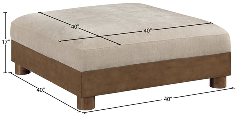 Kira Taupe Chenille Fabric Upholstered Ottoman, 1 Piece