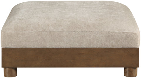Kira Taupe Chenille Fabric Upholstered Ottoman, 1 Piece