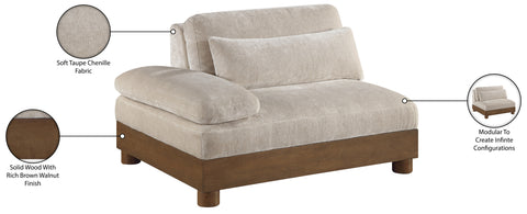 Kira Taupe Chenille Fabric Upholstered Right Arm Chair, 1 Piece