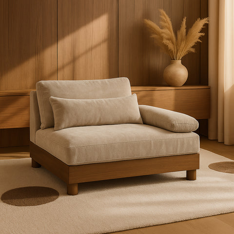 Kira Taupe Chenille Fabric Upholstered Right Arm Chair, 1 Piece