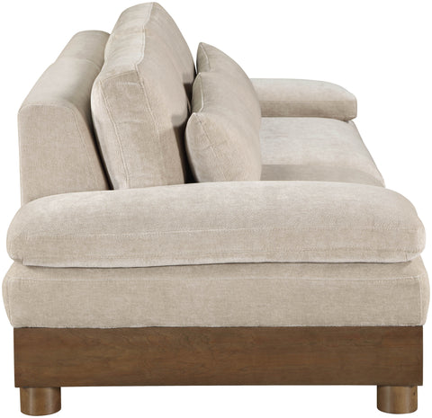 Kira 95.5" Taupe Chenille Fabric Upholstered Sofa, 2-Piece