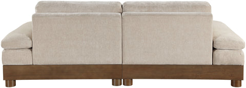 Kira 95.5" Taupe Chenille Fabric Upholstered Sofa, 2-Piece