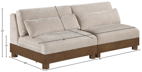 Kira 80" Taupe Chenille Fabric Upholstered Sofa, 2-Piece