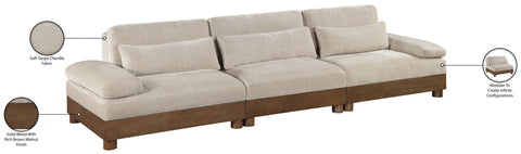 Kira 135.5" Taupe Chenille Fabric Upholstered Sofa, 3-Piece