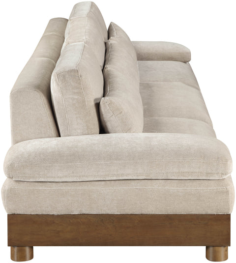 Kira 135.5" Taupe Chenille Fabric Upholstered Sofa, 3-Piece