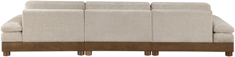 Kira 135.5" Taupe Chenille Fabric Upholstered Sofa, 3-Piece