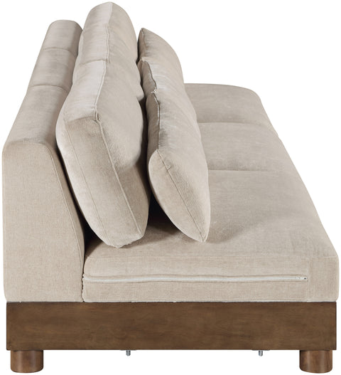 Kira 120" Taupe Chenille Fabric Upholstered Sofa, 3-Piece