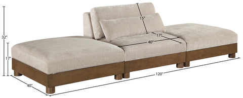 Kira 120" Taupe Chenille Fabric Upholstered Sofa, 3-Piece (Style 2)