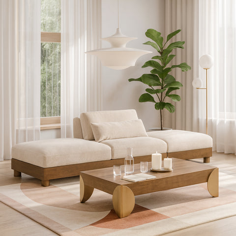 Kira 120" Taupe Chenille Fabric Upholstered Sofa, 3-Piece (Style 2)