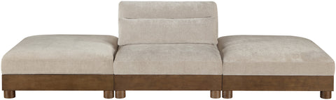 Kira 120" Taupe Chenille Fabric Upholstered Sofa, 3-Piece (Style 2)