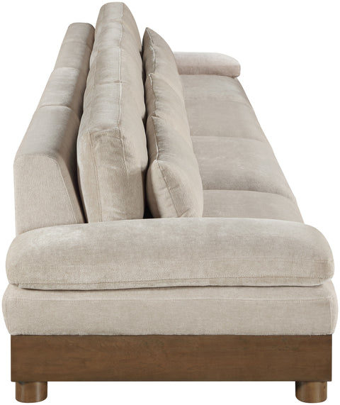 Kira 175.5" Taupe Chenille Fabric Upholstered Sofa, 4-Piece