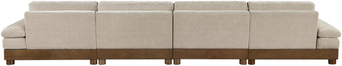 Kira 175.5" Taupe Chenille Fabric Upholstered Sofa, 4-Piece