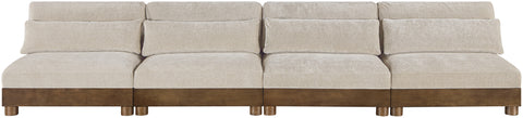 Kira 160" Taupe Chenille Fabric Upholstered Sofa, 4-Piece