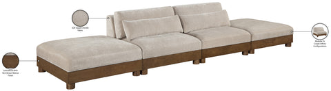 Kira 160" Taupe Chenille Fabric Upholstered Sofa, 4-Piece (Style 2)