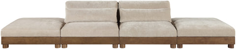 Kira 160" Taupe Chenille Fabric Upholstered Sofa, 4-Piece (Style 2)