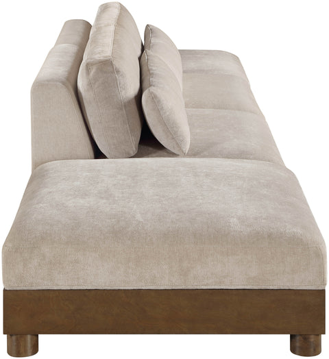 Kira 160" Taupe Chenille Fabric Upholstered Sofa, 4-Piece (Style 2)