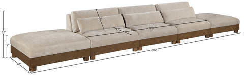 Kira 200" Taupe Chenille Fabric Upholstered Sofa, 5-Piece