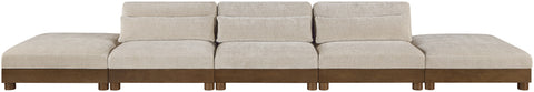 Kira 200" Taupe Chenille Fabric Upholstered Sofa, 5-Piece