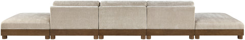 Kira 200" Taupe Chenille Fabric Upholstered Sofa, 5-Piece