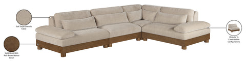 Kira 127.75" Taupe Chenille Fabric Upholstered Sectional, 4-Piece