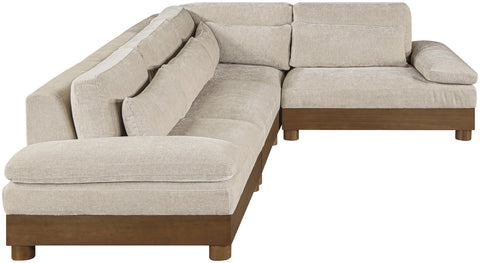 Kira 127.75" Taupe Chenille Fabric Upholstered Sectional, 4-Piece