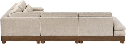 Kira 127.75" Taupe Chenille Fabric Upholstered Sectional, 4-Piece