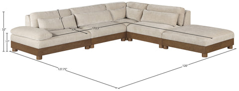 Kira 120" Taupe Chenille Fabric Upholstered Sectional, 5-Piece