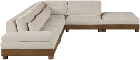Kira 120" Taupe Chenille Fabric Upholstered Sectional, 5-Piece
