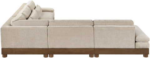 Kira 127.75" Taupe Chenille Fabric Upholstered Sectional, 5-Piece