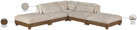 Kira 120" Taupe Chenille Fabric Upholstered Sectional, 5-Piece (Style 2)
