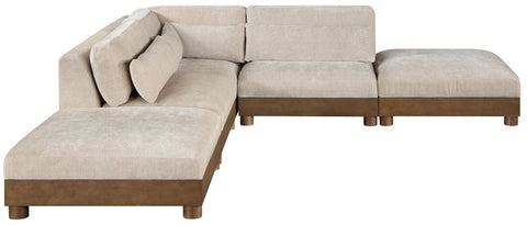 Kira 120" Taupe Chenille Fabric Upholstered Sectional, 5-Piece (Style 2)