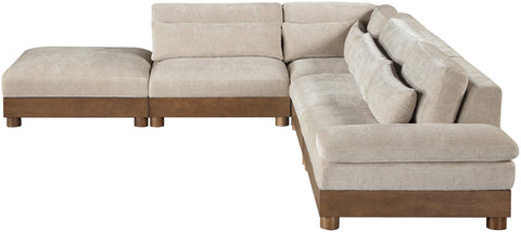 Kira 127.75" Taupe Chenille Fabric Upholstered Sectional, 5-Piece (Style 2)