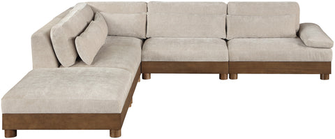 Kira 127.75" Taupe Chenille Fabric Upholstered Sectional, 5-Piece (Style 2)
