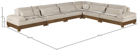Kira 167.75" Taupe Chenille Fabric Upholstered Sectional, 6-Piece