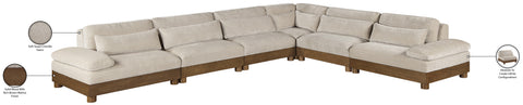 Kira 167.75" Taupe Chenille Fabric Upholstered Sectional, 6-Piece