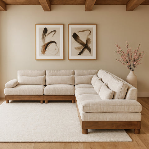 Kira 167.75" Taupe Chenille Fabric Upholstered Sectional, 6-Piece