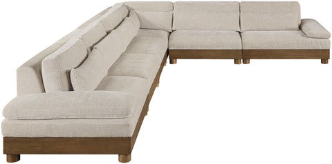 Kira 167.75" Taupe Chenille Fabric Upholstered Sectional, 6-Piece