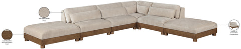 Kira 160" Taupe Chenille Fabric Upholstered Sectional, 6-Piece