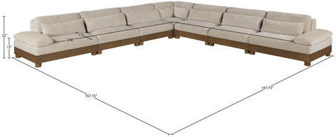 Kira 167.75" Taupe Chenille Fabric Upholstered Sectional, 7-Piece