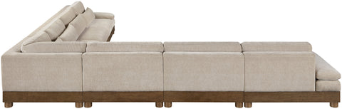 Kira 167.75" Taupe Chenille Fabric Upholstered Sectional, 7-Piece