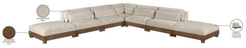 Kira 160" Taupe Chenille Fabric Upholstered Sectional, 7-Piece