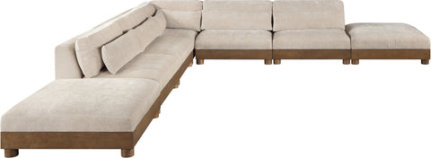 Kira 160" Taupe Chenille Fabric Upholstered Sectional, 7-Piece