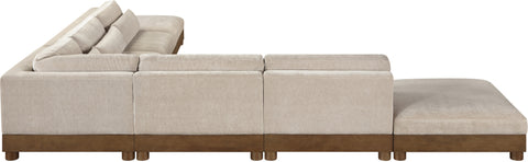 Kira 160" Taupe Chenille Fabric Upholstered Sectional, 7-Piece