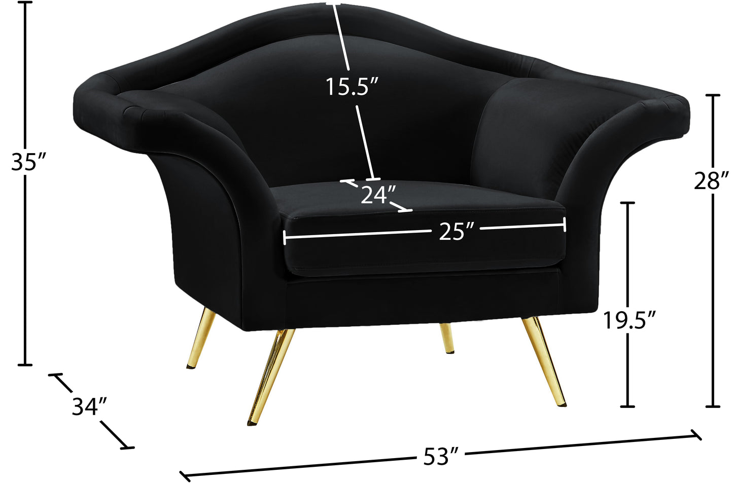 plush black velvet chair c