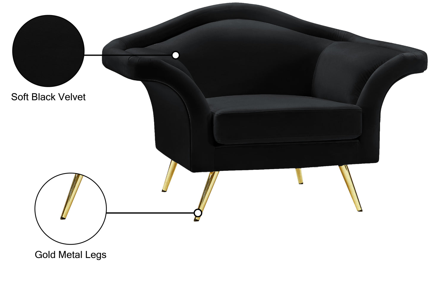 plush black velvet chair c