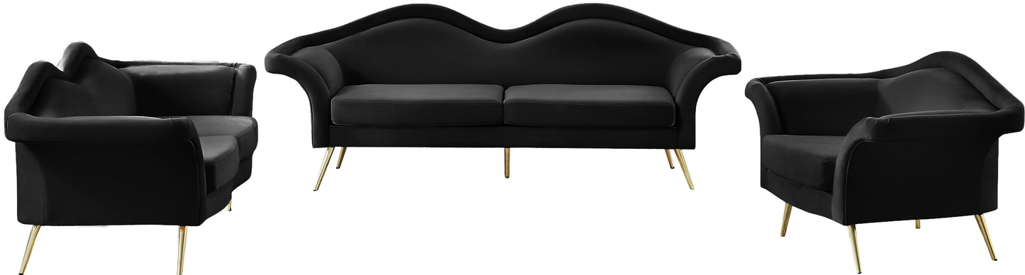 plush black velvet chair c